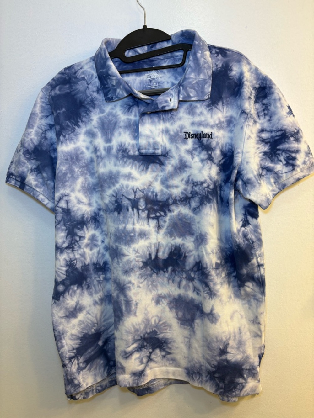 Disney Men's Navy and White Tie-Dye Polo Shirt